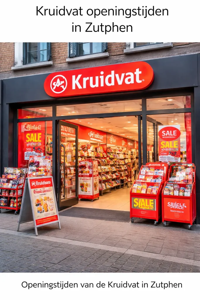 Realistische foto van een Kruidvat-winkel in Zutphen, met een duidelijke en moderne winkelgevel.