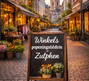 Bedrijven in Zutphen Een sfeervolle, realistische winkelstraat in het historische centrum van Zutphen.