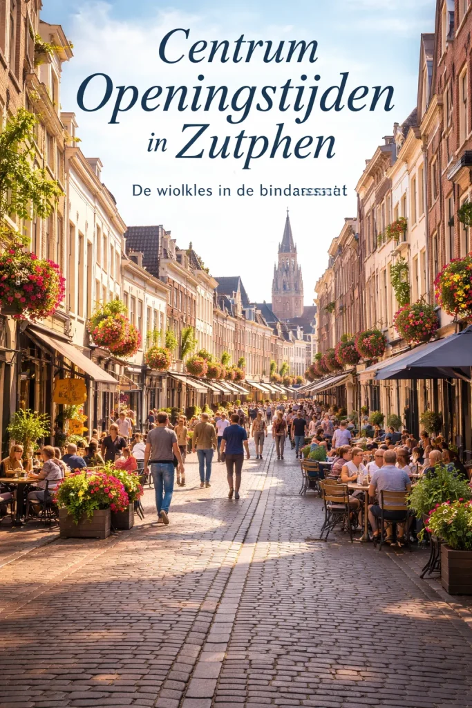 Een realistische foto van een levendige winkelstraat in het centrum van Zutphen.